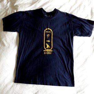 EGYPT 100% Cotton Navy Tee Shirt w/gold embroidery